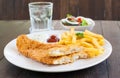 Fish and chips on white plate Royalty Free Stock Photo