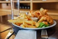 Fish and chips at  the winery cafe Royalty Free Stock Photo