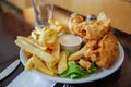 Fish and chips at the winery cafe Royalty Free Stock Photo