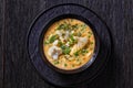 Fish chowder with cod, green peas, potatoes Royalty Free Stock Photo