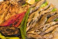 Fish close-up, barbequed and frilled fish