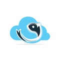 Fish cloud vector logo design.