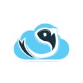 Fish cloud vector logo design.