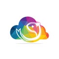 Fish cloud vector logo design.