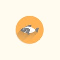 Fish colorful flat icon with long shado