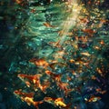 Fish congregate beneath the waves, a shimmering mass that moves as if with a single mind Royalty Free Stock Photo