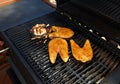 Fish cooking on barbecue grill. Royalty Free Stock Photo
