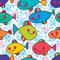 Fish crazy of colorful seamless pattern Royalty Free Stock Photo