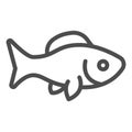 Fish crucian line icon, Fish market concept, carp fish sign on white background, crucian carp icon in outline style for