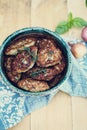 Fish cutlets countrylike in rustic plate Royalty Free Stock Photo