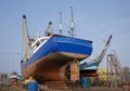 Fish cutter repaired at dutch shipyard Royalty Free Stock Photo