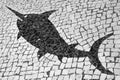 Fish Design in Portuguese Mosaic Street Tiles Royalty Free Stock Photo