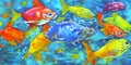 Aqua Symphony Harmonizing with Fish Digital Painting