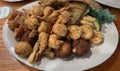 Fried Fish Dinner Catfish, Shrimp, and Hush Puppies Royalty Free Stock Photo