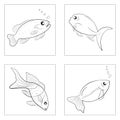 Fish doodle cartoon animal underwater icon set with art graphic design illustration vector Royalty Free Stock Photo