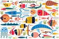 Fish doodle set Royalty Free Stock Photo