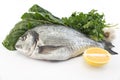 Fish dorade with swiss chard, parsley, garlic and lemon