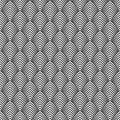 Fish, dragon, snake scales seamless vector pattern. Repeated black curves, isolated on white background Royalty Free Stock Photo