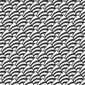 Fish, dragon, snake scales seamless vector pattern. Repeated black curves, isolated on white background Royalty Free Stock Photo