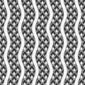 Fish, dragon, snake scales seamless vector pattern. Scales with wavy lines in the foreground Royalty Free Stock Photo