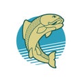 Fish emblem. Fishing club Fishermen sign. Vector illustration
