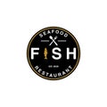 fish emblem seafood restaurant logo design