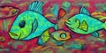 Fish Embrace: Serene Digital Sea Fish Artistry