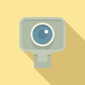 Fish eye camera icon flat vector. Video camcorder