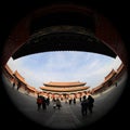 Fish-eye lens photography of Beijing Palace Museum with unique vision