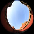Fish-eye lens photography of Beijing Palace Museum with unique vision