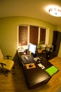 Fish eye view of office desk Royalty Free Stock Photo