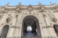 Fish eye view at principal gate for entrance in medieval fortress of Alba Iulia Royalty Free Stock Photo