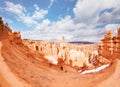 Fish eye view of ravine among rock at Bryce Canyon