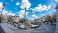 Fish eye view of Trafalgar square, London with fountains