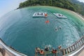 Fish eye view on tropical beach and ocean