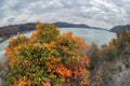 Fish eye view wiyh autumn at the Danube Gorges Royalty Free Stock Photo