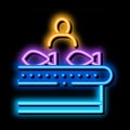 fish factory worker neon glow icon illustration Royalty Free Stock Photo