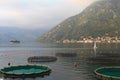 Fish farm in the Bay of Kotor. Royalty Free Stock Photo
