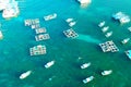 Fish farm in coastal waters. Rectangular cages Royalty Free Stock Photo