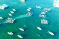 Fish farm in coastal waters. Rectangular cages Royalty Free Stock Photo