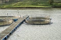 Fish farm enclosures Royalty Free Stock Photo