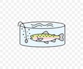 Fish farm or farming, rainbow trout in filtered pool, colored graphic design