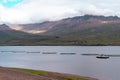 Fish farm nets, near Djupivogur town in Eastern Iceland. Berufjordur fjord landscape