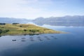 Fish farm salmon round nets in natural environment Loch Etive in Arygll and Bute Scotland