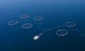 Fish farm salmon round nets in natural environment Loch Fyne Arygll and Bute Scotland Royalty Free Stock Photo