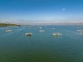 Tropical sea with boat and fish farm in Mindanao. Philippines. Royalty Free Stock Photo