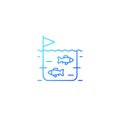Fish farming gradient linear vector icon