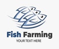 Fish farming or pisciculture creative logo. Three fish emblem. Growing fish element