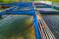 Fish farms with blue net Royalty Free Stock Photo