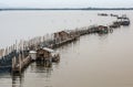 Fish farms, Fish cages at The estuary Laem Sing Royalty Free Stock Photo